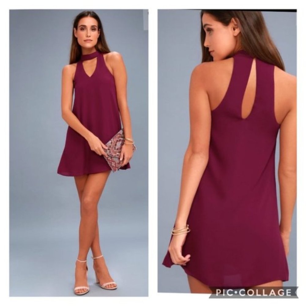 NWT Lulu's Groove Thing Magenta Swing Dress